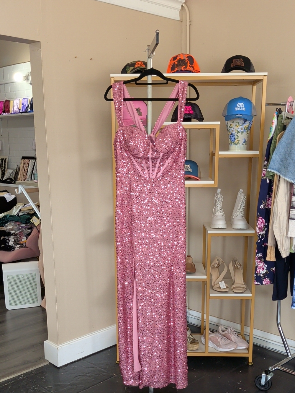 Pink Sequin Evening Gown